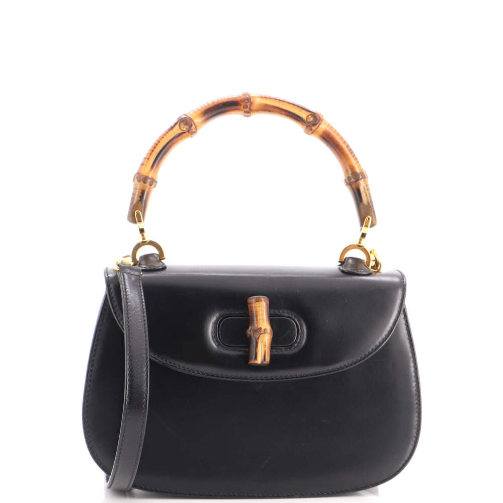Gucci Small Vintage Convertible Bamboo Top Handle Bag Leather